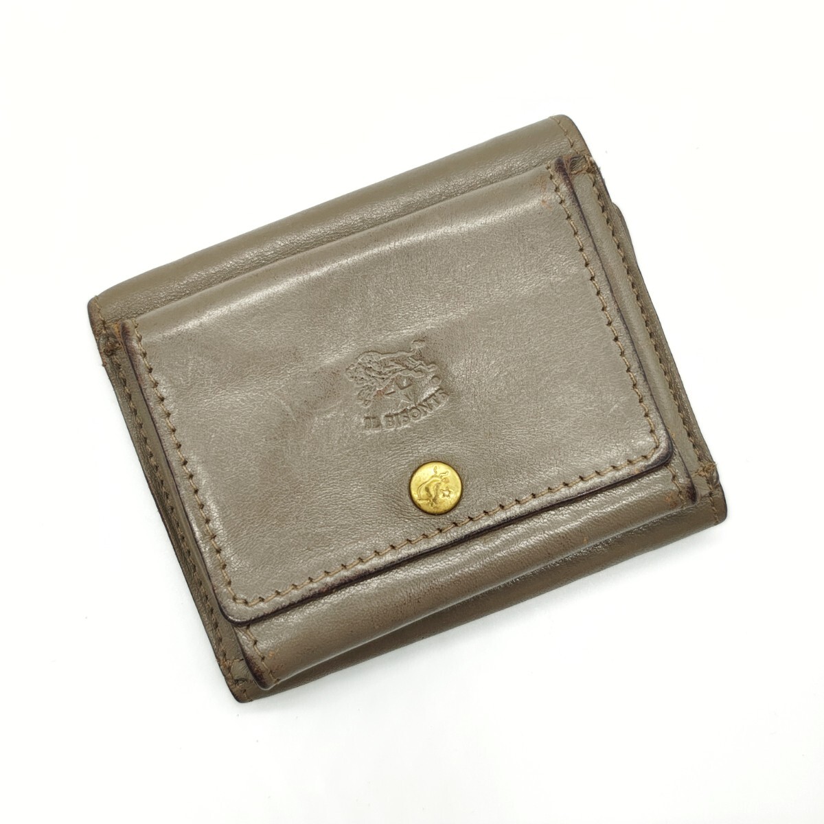 美品 イルビゾンテ トリフォルドウォレット 三つ折り財布 グレー拍卖