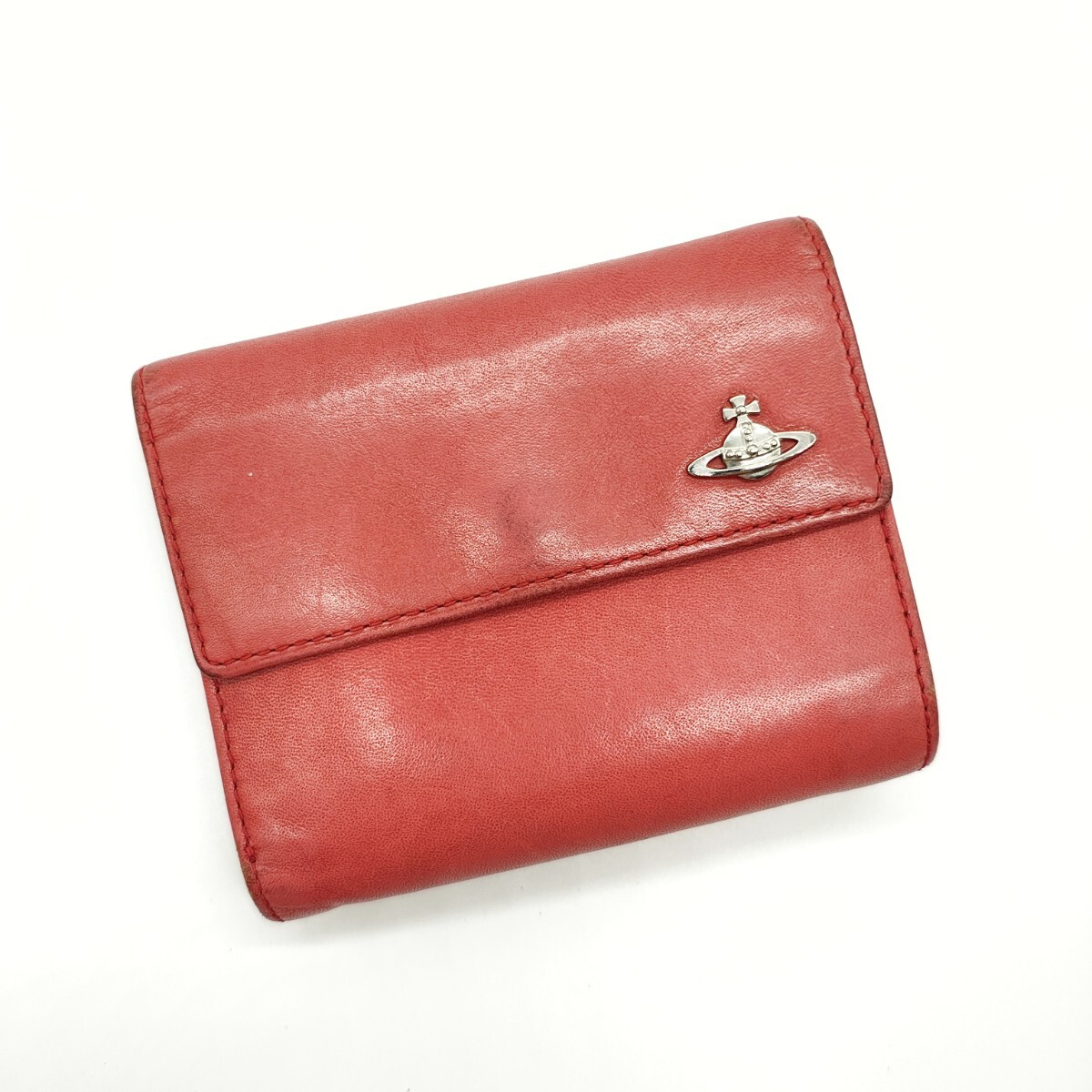 ヴィヴィアンウエストウッド 三つ折り財布 レッド がま口 オーブ拍卖