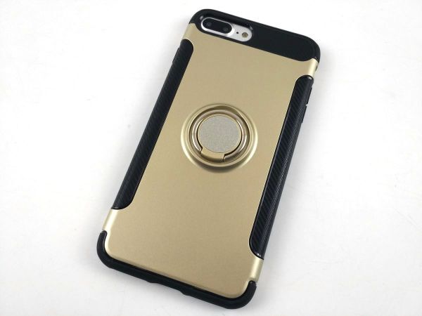iPhone 7 Plus/8 Plus用ケース 落下防止リング付き スタンド ソフトカバー ストラップ対応 ゴールド拍卖