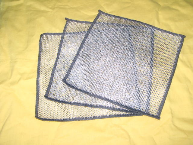 ◆金属線クリーニングクロス 食器洗浄雑巾/金属線雑巾 食器洗い/金属ワイヤーふきん 3枚拍卖