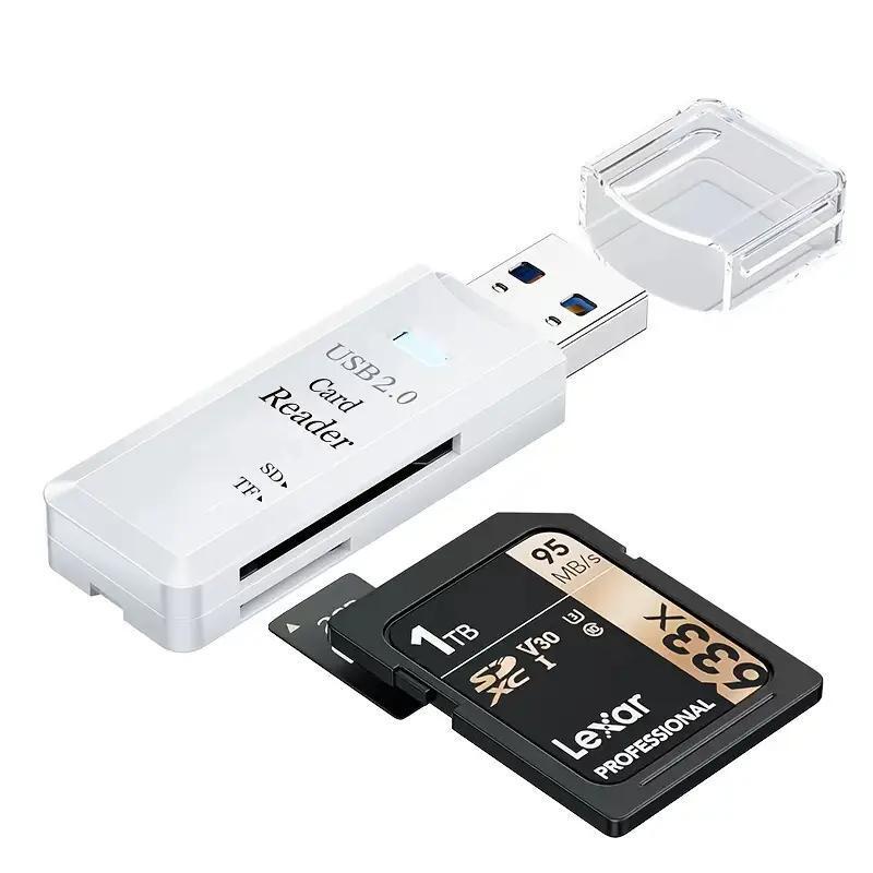 SD/マイクロ カードリーダー USB2.0 2in1 ホワイト 1個 拍卖