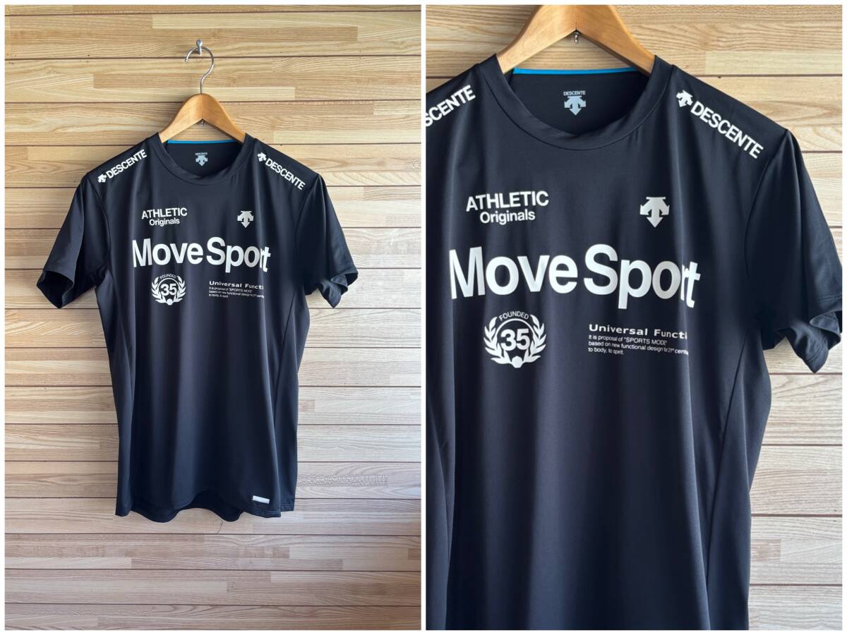 #セール★サイズ L★DESCENTE デサント MOVE SPORT ムーブスポーツ クーリング機能 Tシャツ 半袖 シャツ ブラック 黒★トレーニング拍卖