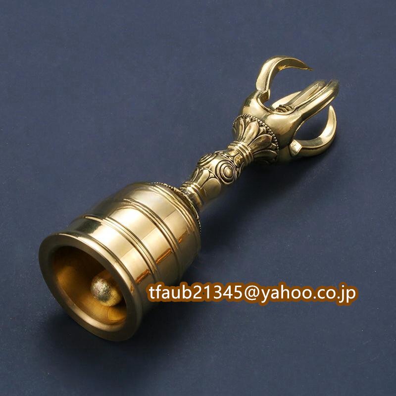 「密教法具 寺院仏具」真言宗 豆型 五鈷鈴 金剛鈴 仏具 仏教工芸品 真鍮製拍卖