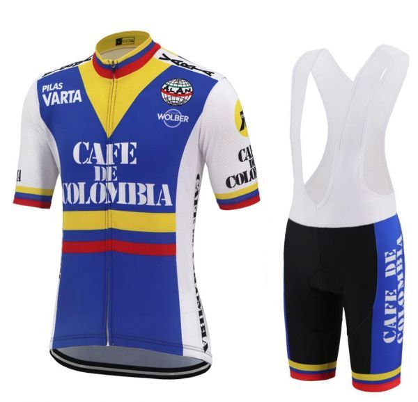 新品 レトロデザイン 上下セット No45 Mサイズ コロンビア サイクルジャージ ウェア 半袖 メンズ サイクリング MTB ロードバイク 自転車拍卖