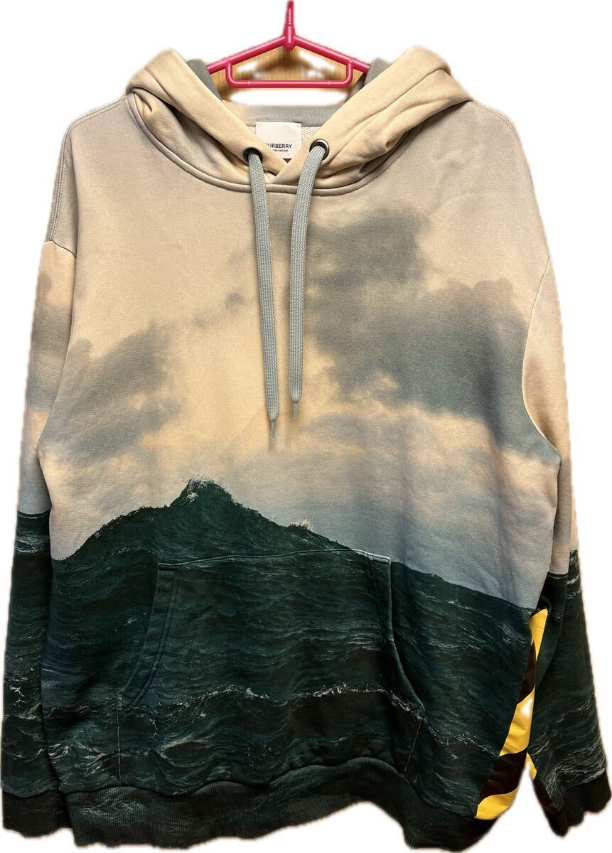 正規 20SS BURBERRY LONDON ENGLAND バーバリー by Riccardo Tisci CAUTION TAPE フーディー パーカー 緑系 L PTCORCAM126BAR 8024601拍卖