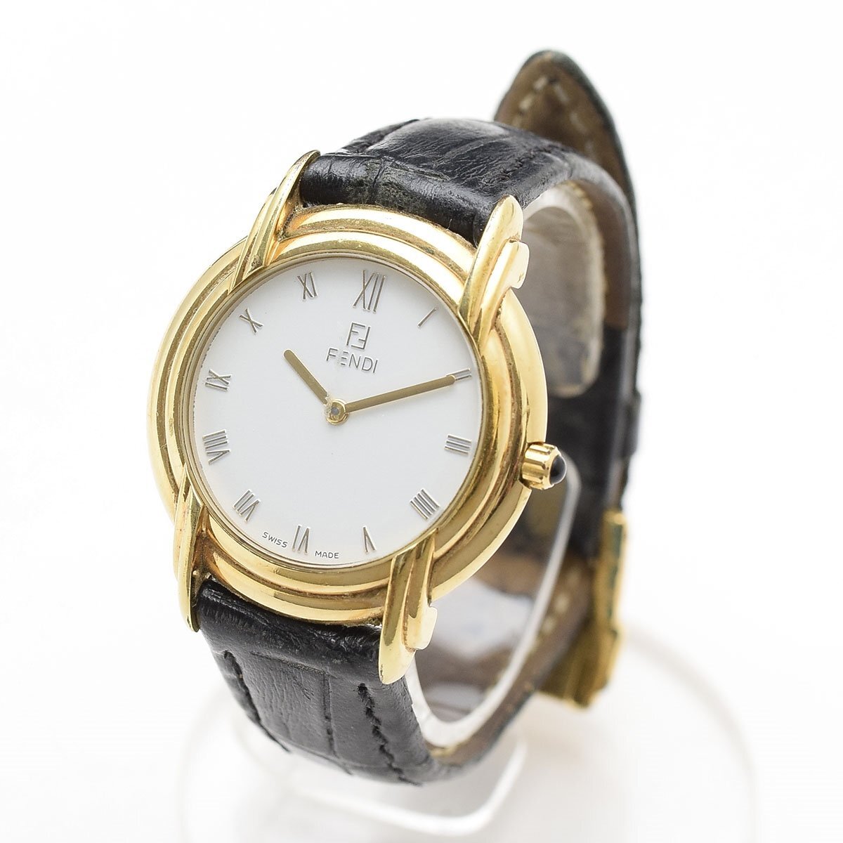 □318154 1円スタート FENDI フェンディ QZ クォーツ腕時計 300J サイズ33mm メンズ ゴールド 白文字盤拍卖