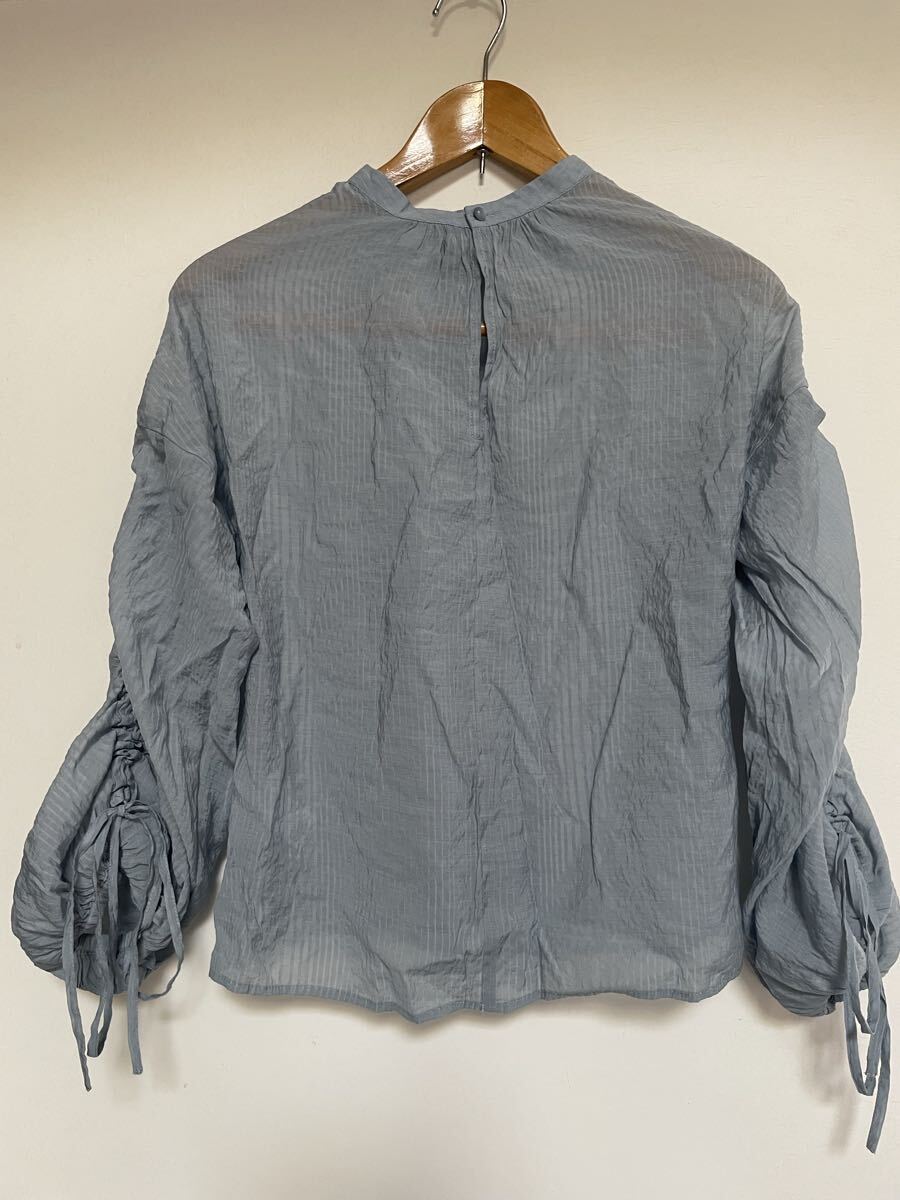 GU シアードローストリングスリープブラウス 長袖 色ブルー サイズS ¥1,990 ジーユー ユニクロ拍卖