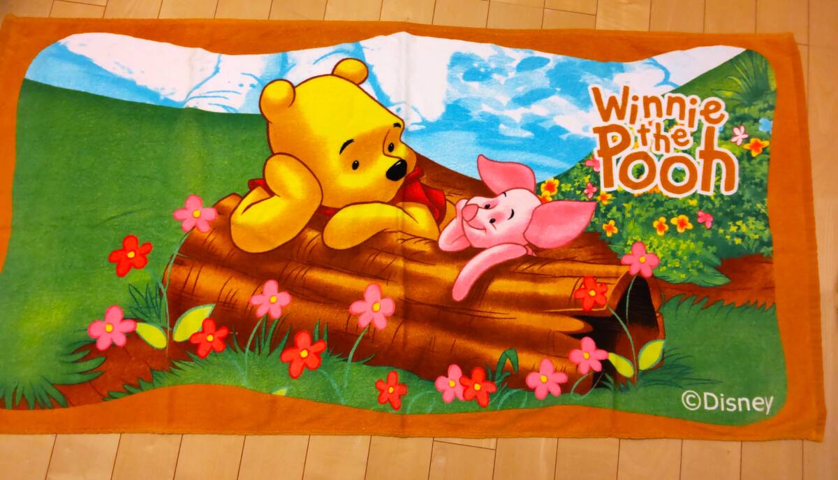 1度のみ使用 ビーチで活躍大判バスタオル プーさん①拍卖