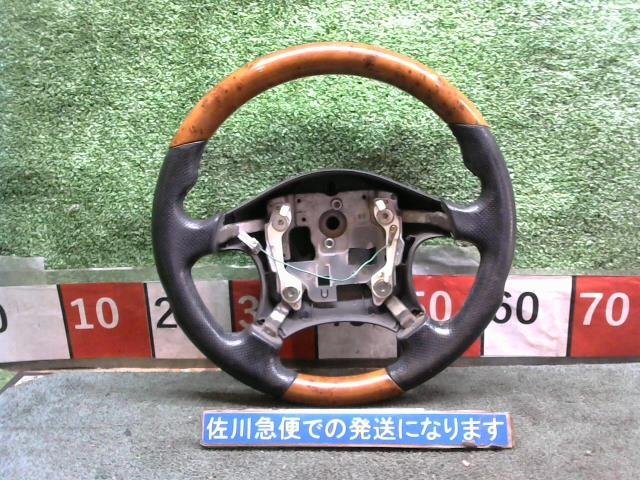 日産 ウイングロード 15RX4 エアロ NY12 純正 ウッドコンビ ステアリング ハンドル SRSインフレーター・カバー欠品 擦れ有り 現状販売 中古拍卖