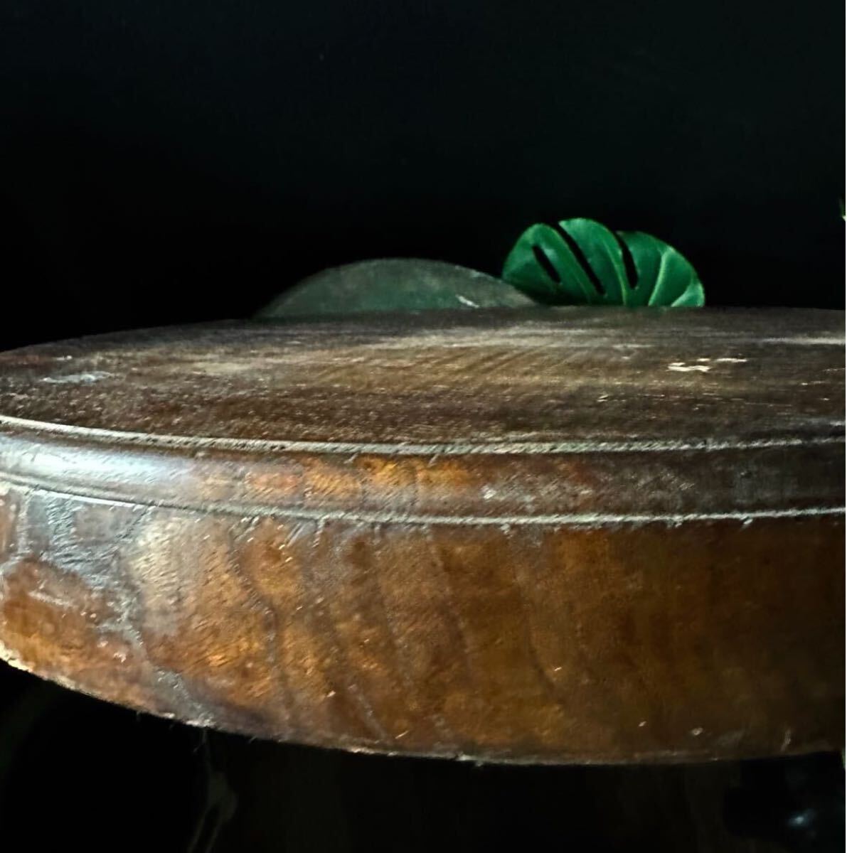 オールド 敷板 花台 木製 円形 台 直径42.5cm 重圧 インテリア オブジェ 装飾品 サイドテーブル 板 火鉢台拍卖