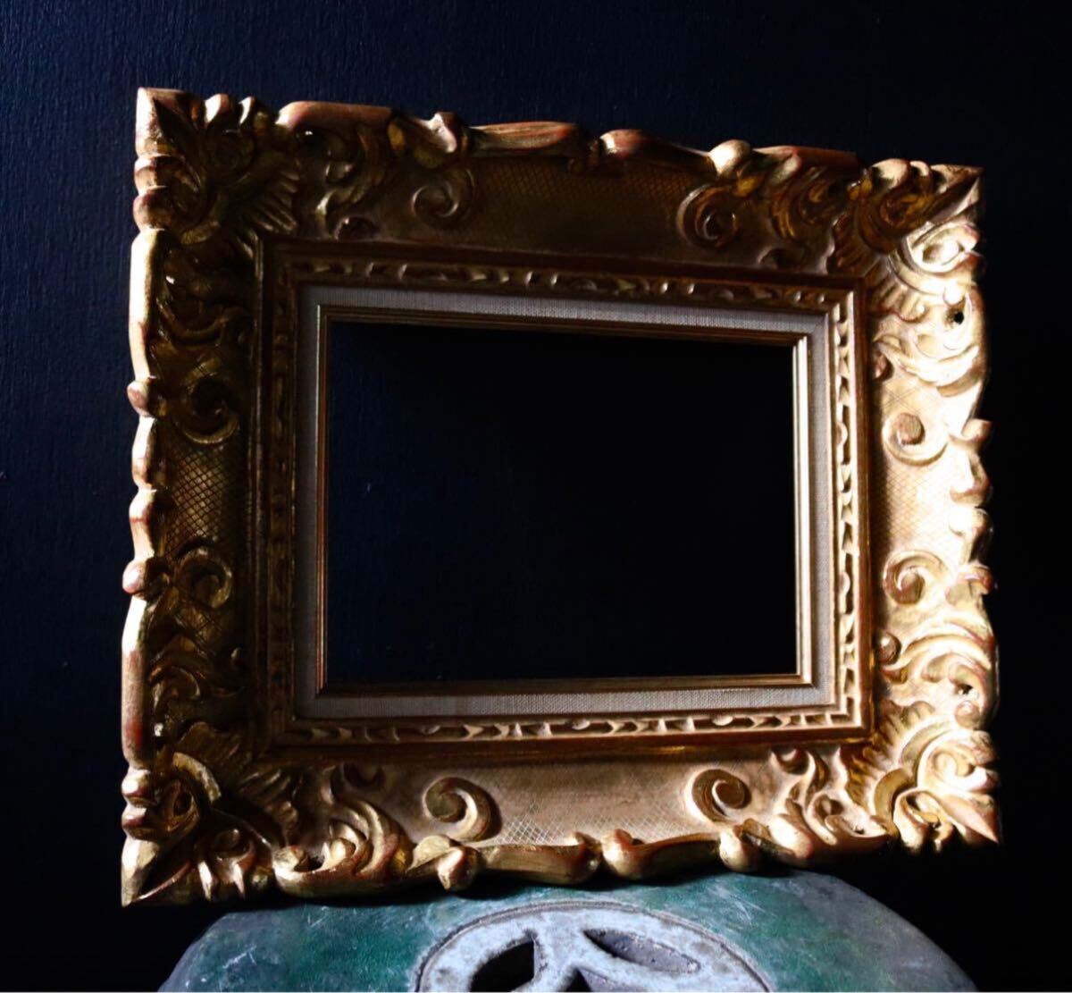 インテリア 木製 額縁 空額 装飾額 額装 油彩用 油絵用 金彩 金 ゴールド アート フレーム アンティーク レトロ 高級 ビンテージ拍卖