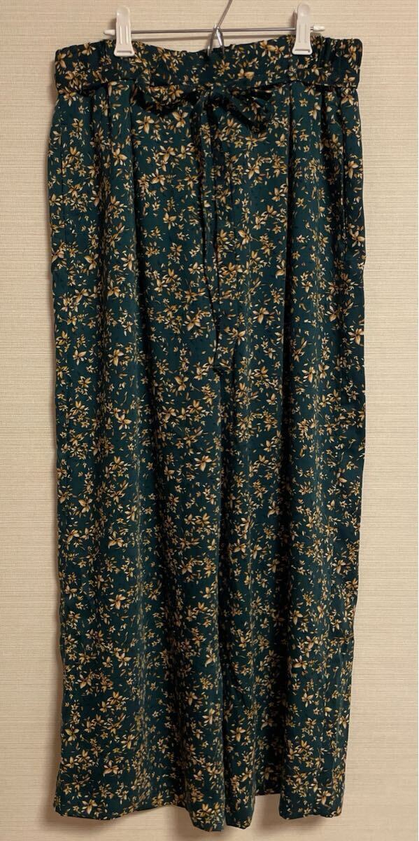 NAUW CLOSET ナウクローゼット 花柄 ワイドパンツ LL グリーン 緑 ベルメゾン 美品拍卖