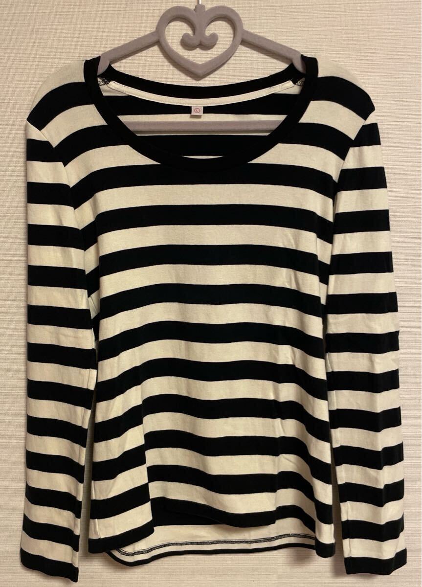 UNIQLO ユニクロ ボーダー カットソー ロンT 長袖 L 美品拍卖