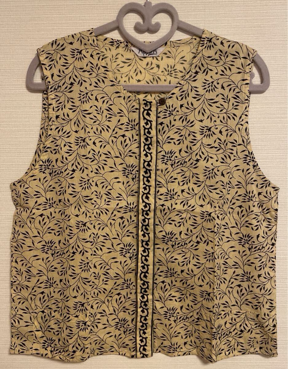 ApsarA ノースリーブ シャツ トップス フリーサイズ エスニック 美品拍卖