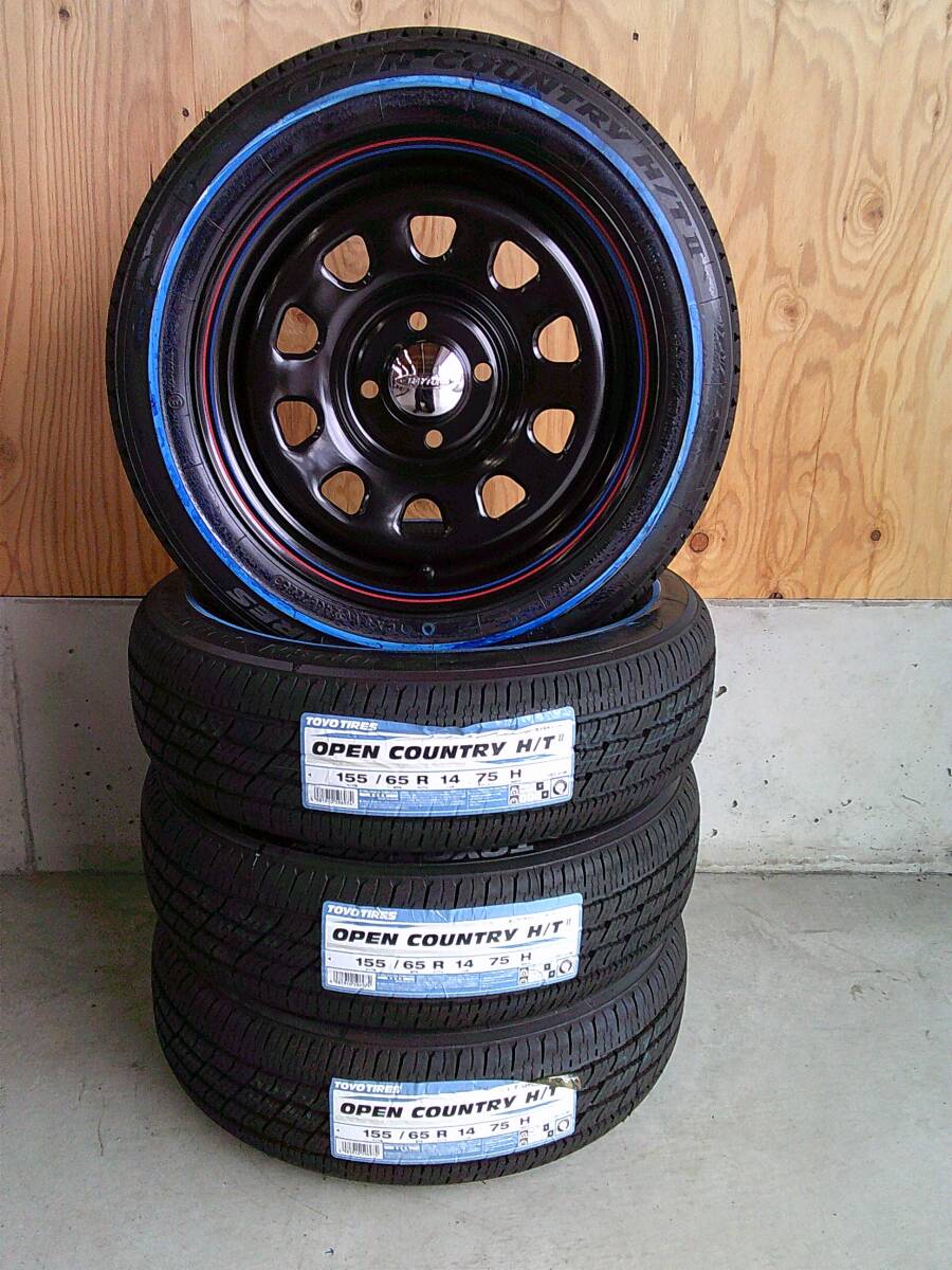 新品☆デイトナ&オープンカントリーH/TⅡ☆155/65R14セット☆ホワイトリボン☆アゲトラ・アゲバン・ハイゼット・エブリィ・キャリィ☆Hs拍卖