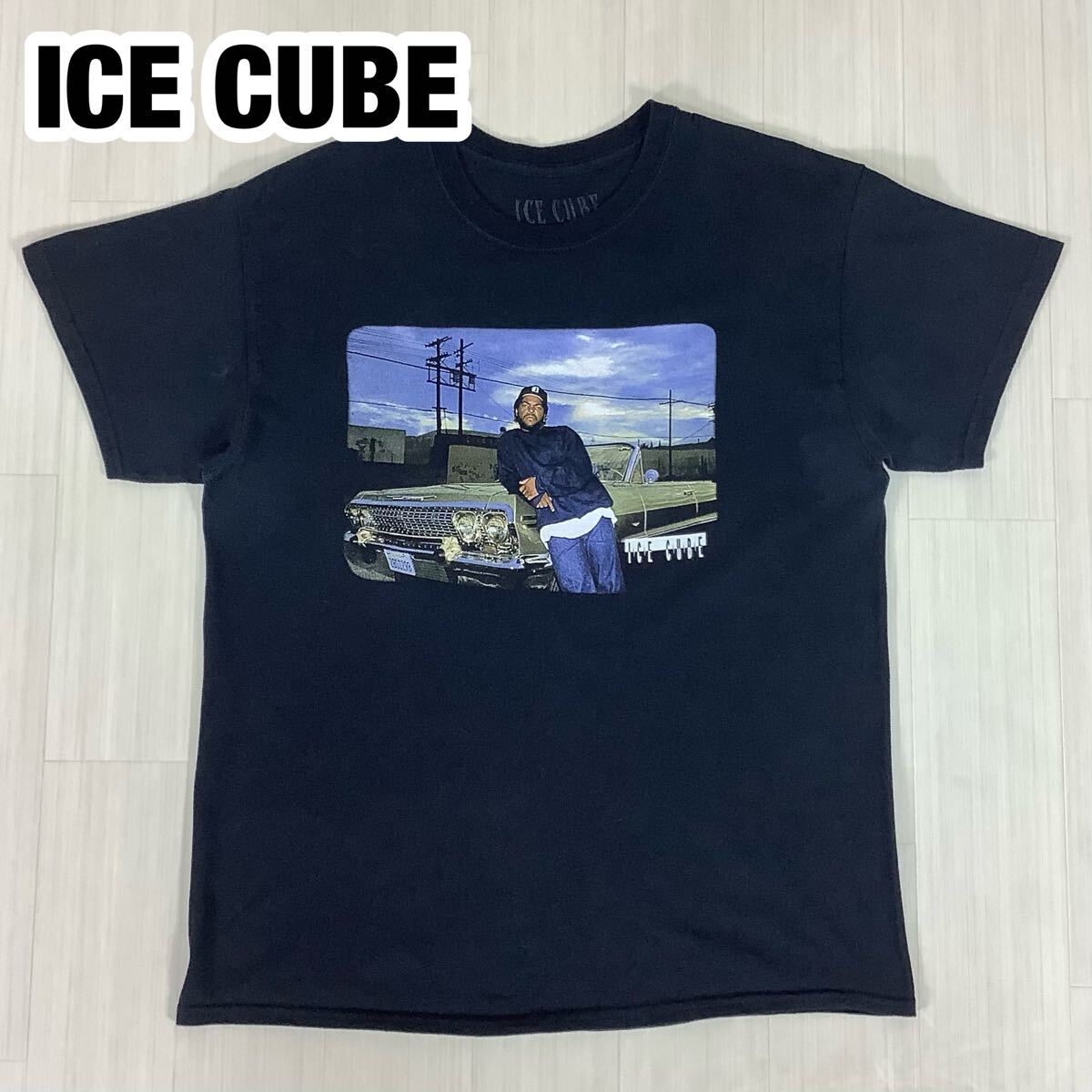 ICE CUBE アイスキューブ 半袖Tシャツ フォトTee L ブラック 黒 HIP HOP ヒップホップ ミュージシャン ビッグプリント拍卖