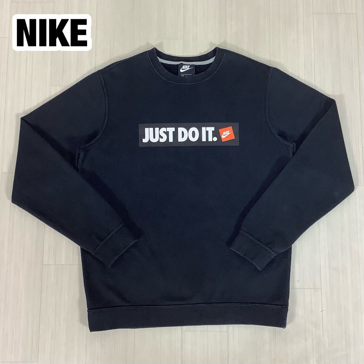 NIKE ナイキ スウェット トレーナー M ブラック 黒 裏起毛 ビッグプリント拍卖