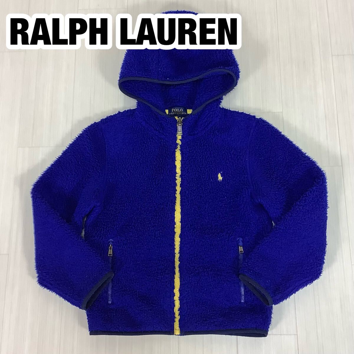 POLO RALPH LAUREN ポロラルフローレン ボアフリースジャケット ジップアップパーカー 130cm ロイヤルブルー 刺繍ポニー拍卖