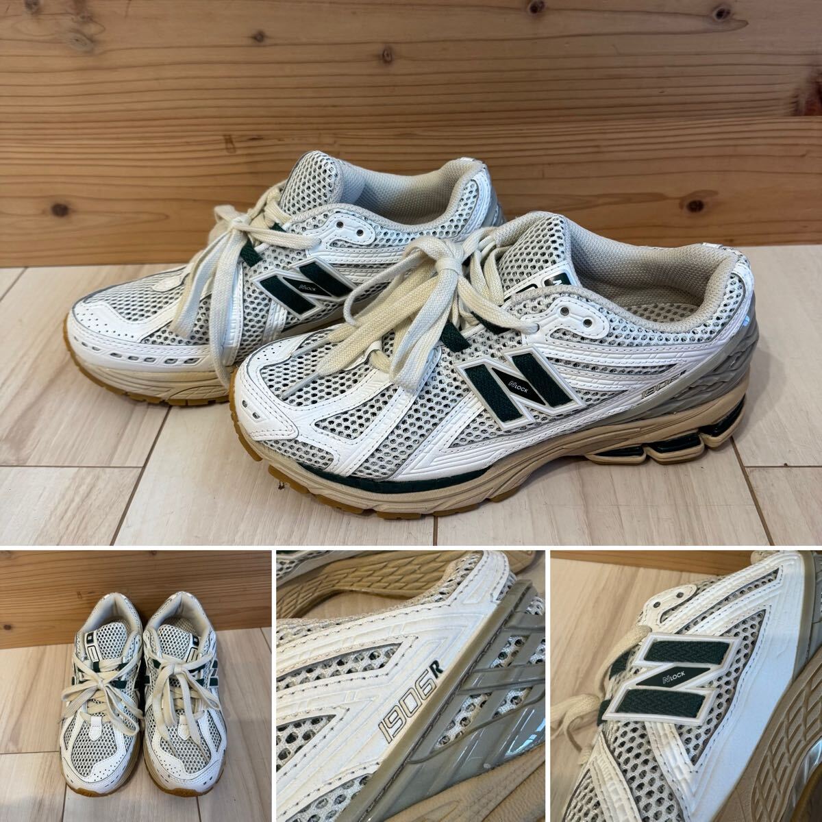 ニューバランス☆NB☆レディーススニーカー☆PL-1FIT 1906R☆23.5cm☆グリーン×ホワイト拍卖