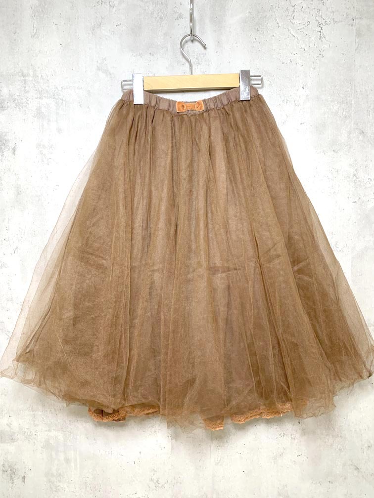 ゆうパケットOK 美品 DRWCYS ドロシーズ 定価17600円 紗栄子コラボ チュール スカート size1/茶 ■■拍卖