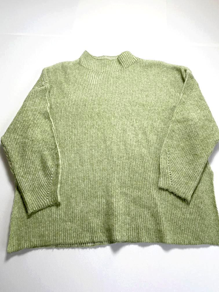 mysty woman MW060740TA 定価6930円 リバーシブルストライプ ニット セーター sizeF/黄緑 ◇■拍卖