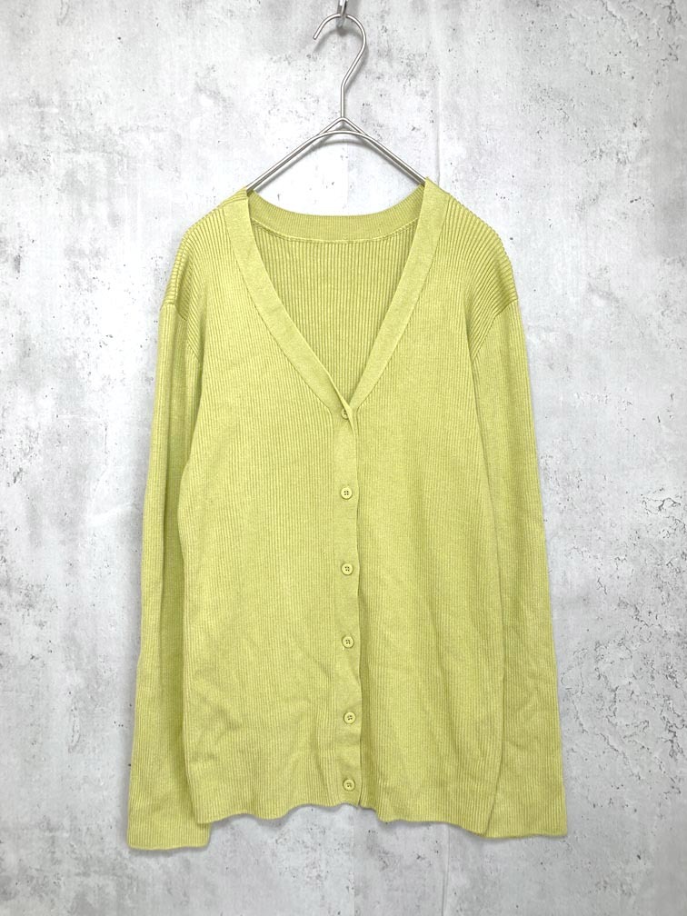 ゆうパケットOK 美品 antiqua アンティカ NA-00390 接触冷感 リブ カーディガン sizeF/黄 ■◆拍卖