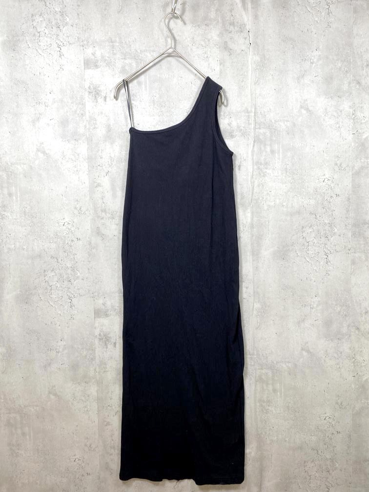 ゆうパケットOK earthy アーシー オーガニックコットン リブ ワンショル ワンピース sizeS/黒 ■◆拍卖