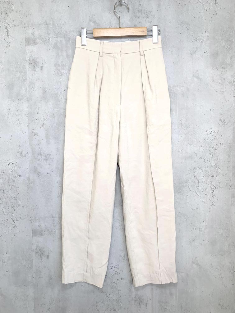 ゆうパケットOK Mila Owen ミラオーウェン 09WFP221119 2タックSTデザインテーパード パンツ size0/ライトベージュ ■◇拍卖