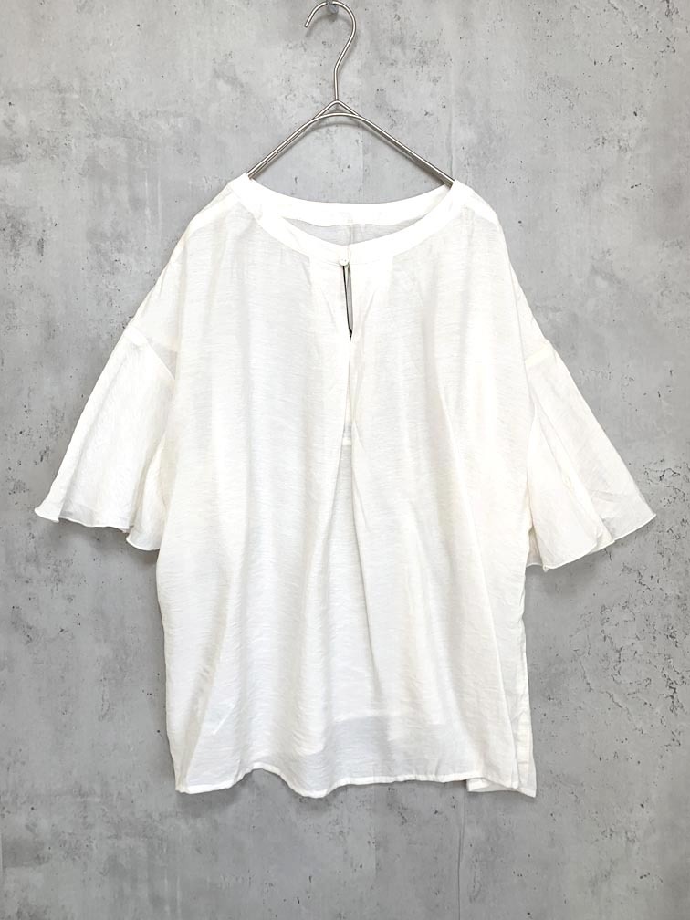 ゆうパケットOK 新品 OPAQUE.CLIP オペークドットクリップ 637-89006 定価4950円 フレアスリーブ ブラウス シャツ size40/L/白 ■◆拍卖