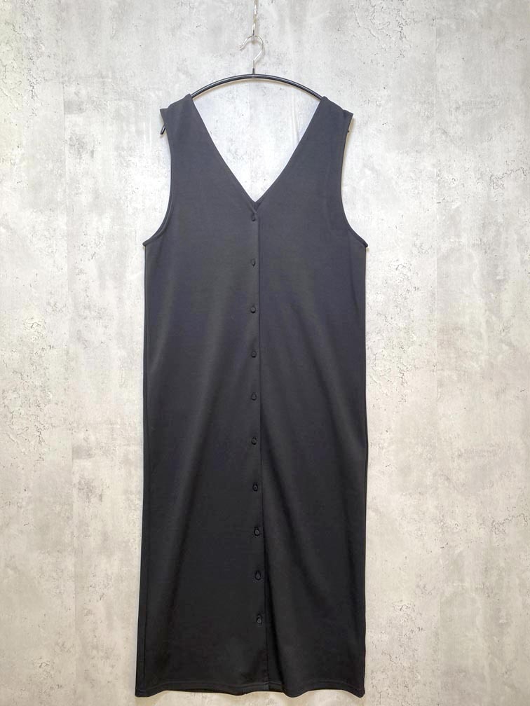 ゆうパケットOK ap retro アプレトロ AP21386 3WAYVネックロングジレ ワンピース sizeF/黒 ■■拍卖
