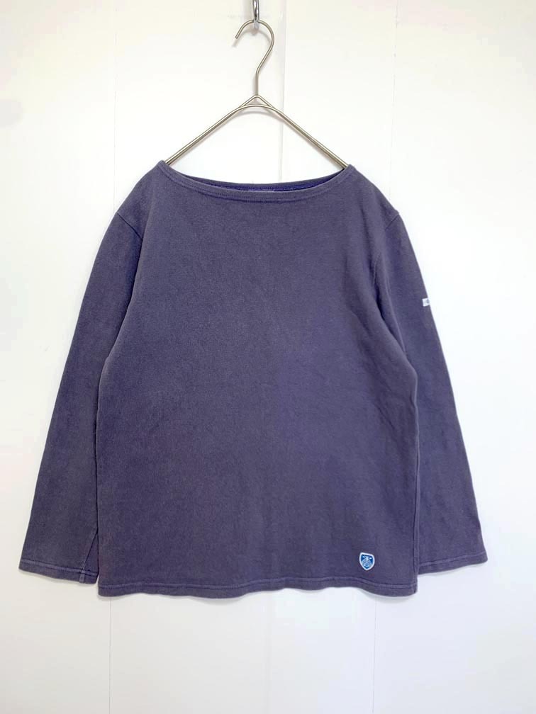 ゆうパケットOK ORCIVAL オーシバル コットン ボートネック ロングスリーブ カットソー size2/紫 ■■拍卖