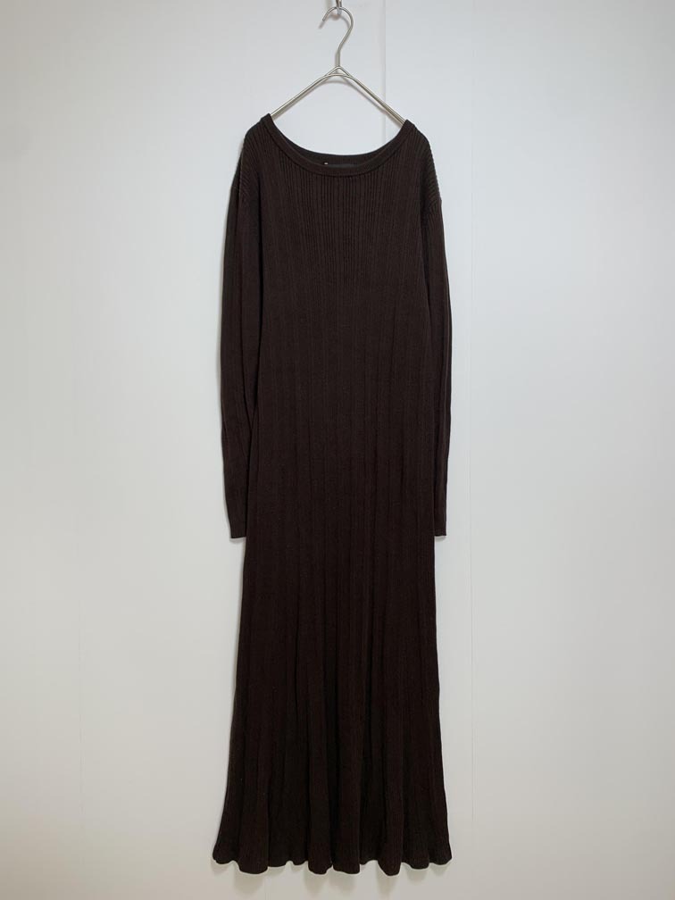 ゆうパケットOK URBAN RESEARCH アーバンリサーチ UR07-26X007 定価12100円 裾フレアランダムリブニット ワンピース sizeF/茶 ■■拍卖