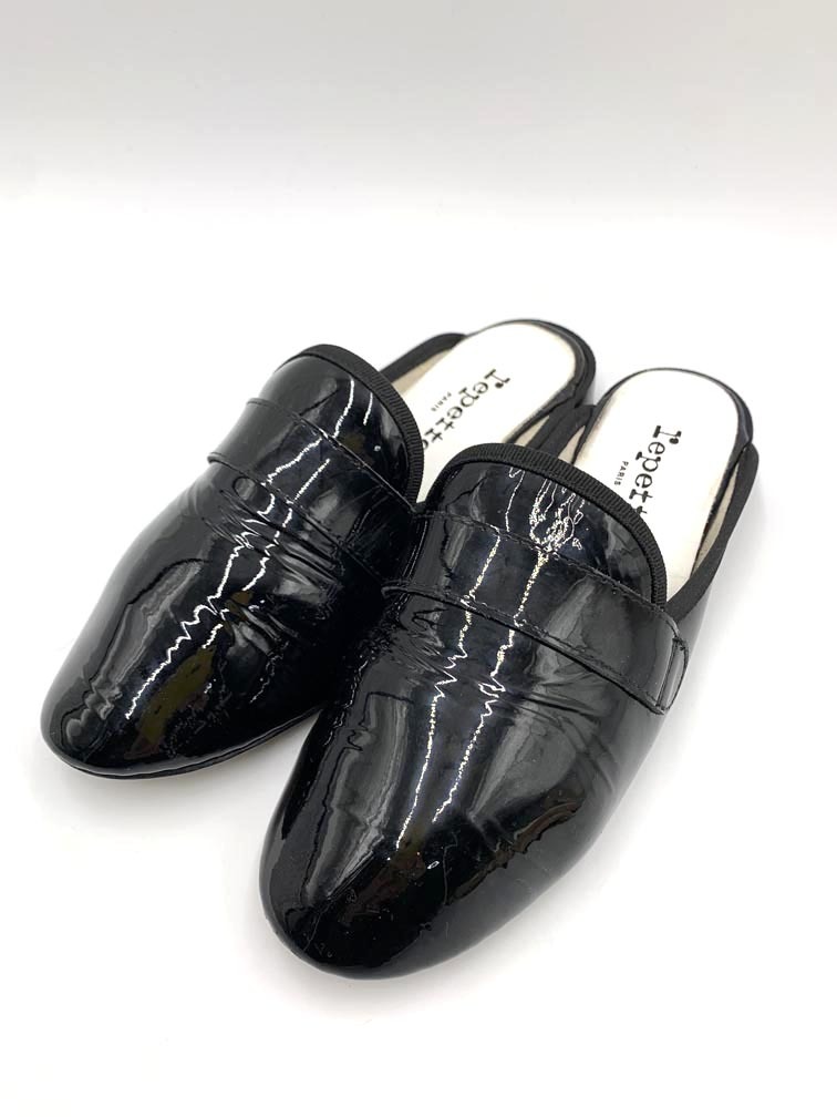 repetto レペット V320VLUX LOLY パテント ミュール サンダル size37/黒 ■■拍卖