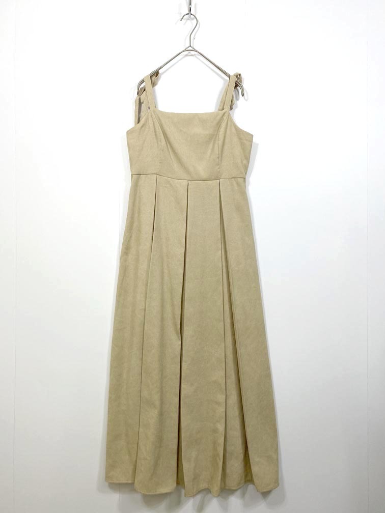 ゆうパケットOK 新品 callautia カラウティア 定価6710円 薄手コーデュロイプリーツキャミ ワンピース sizeS/ベージュ ■■拍卖