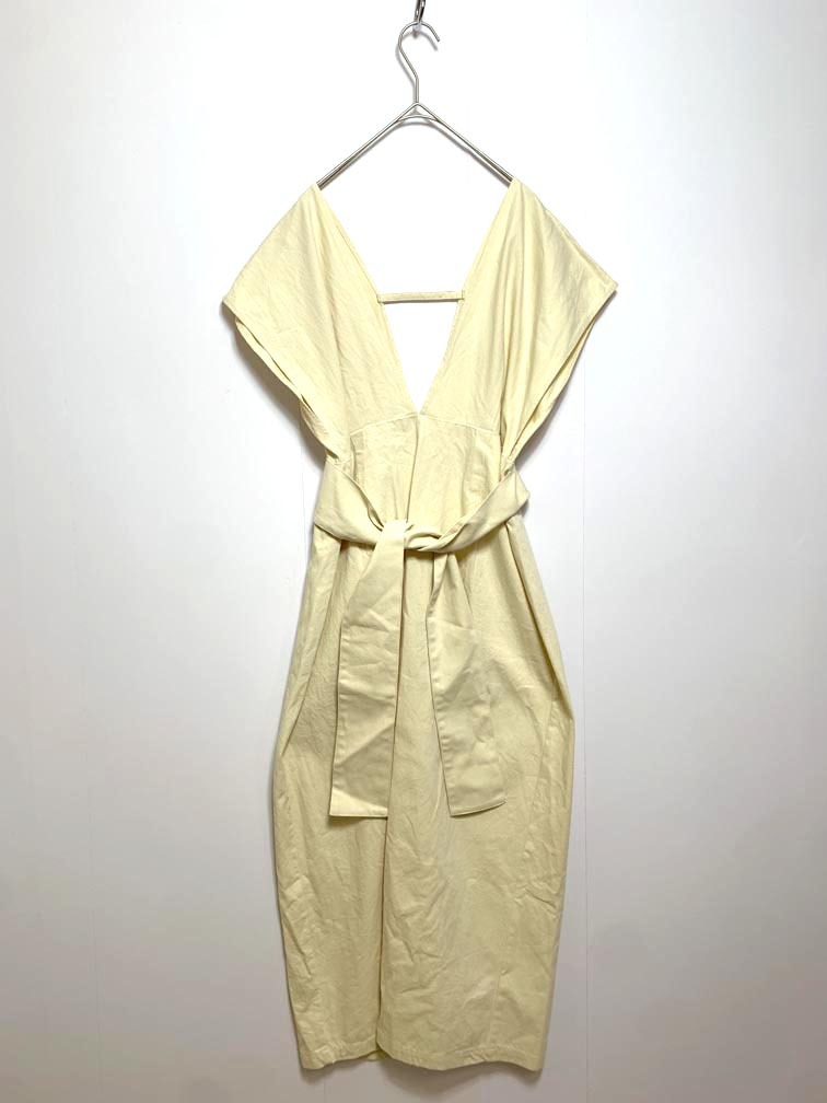 ゆうパケットOK Bab バブ リボンセット ロング ジャンパー スカート sizeM/ベージュ ■■拍卖