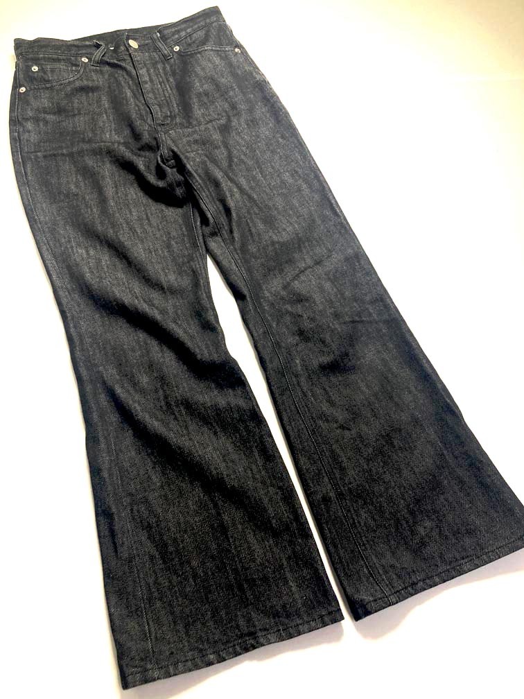 ゆうパケットOK LOWRYS FARM ローリーズファーム 定価7700円 フレア デニムパンツ sizeS/M−/黒 ■■拍卖