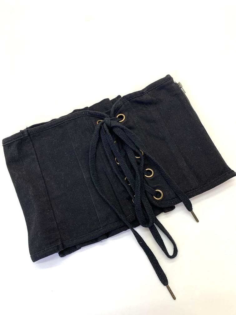 ゆうパケットOK Ray BEAMS レイビームス 63-01-0216-391 キャンバス レースアップ コルセット 黒 ■■拍卖