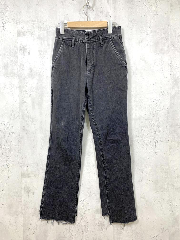ゆうパケットOK Spick & Span スピック&スパン 定価15400円 5 1/2 ビューティーライン スリット デニムパンツ size27/黒 ■■拍卖