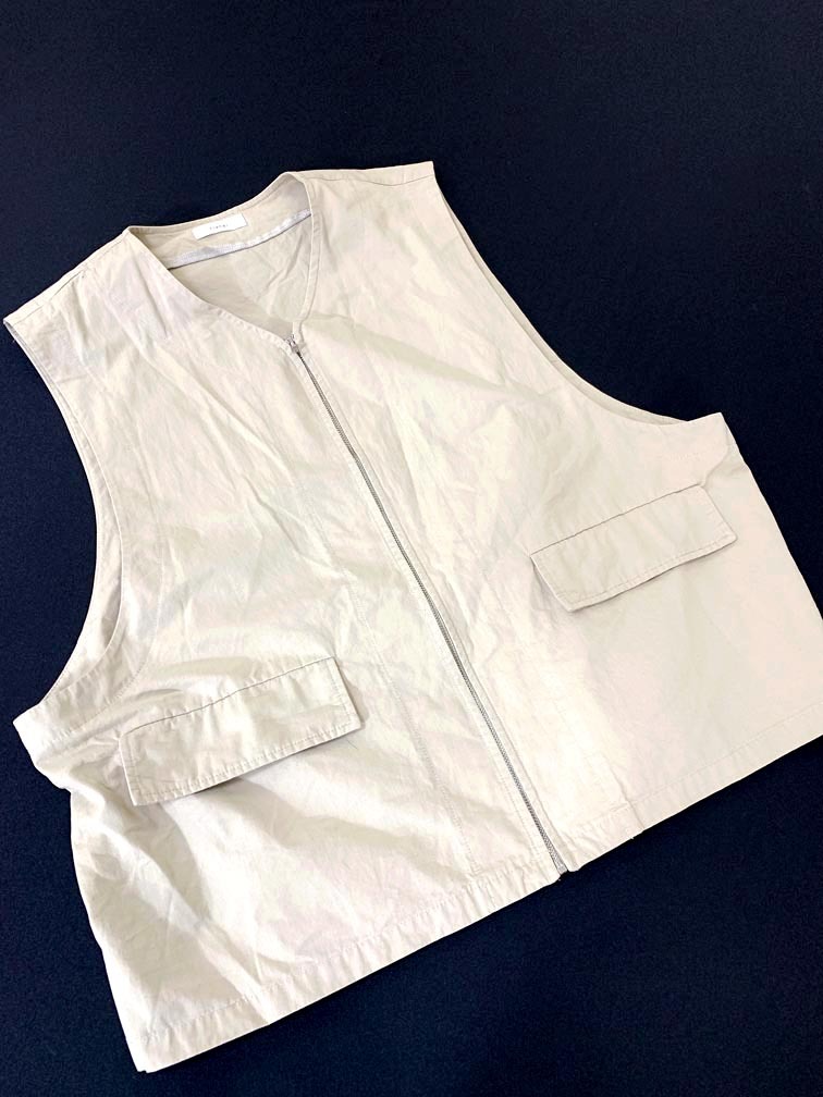 ゆうパケットOK flaner フラネ FNIZI0322001 ルーズミリタリー ベスト sizeM/ベージュ ■◆拍卖