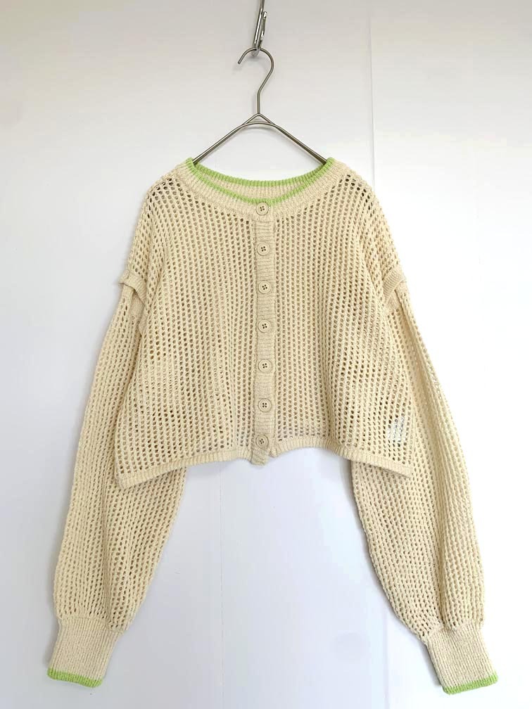 ゆうパケットOK forksy. フォルクシー ポリエステル メッシュ 2WAY カーディガン sizeF/ベージュ ■■拍卖