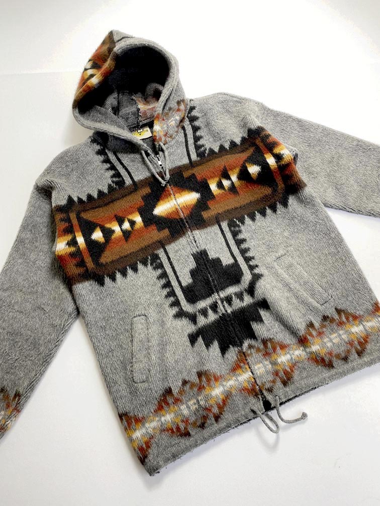 EARTH RAGZ アースラグズ エクアドルニット ネイティブ フーディー ジャケット ジップアップ パーカー sizeS/グレー ◇■◎拍卖