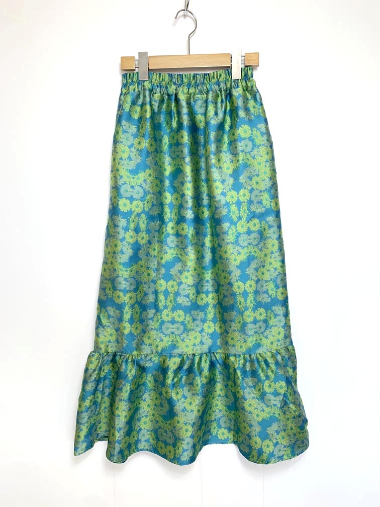 ゆうパケットOK 新品 Unitage ユニテージ UIEZC0123002 定価12100円 フラワージャガード スカート sizeS/青 ■■拍卖