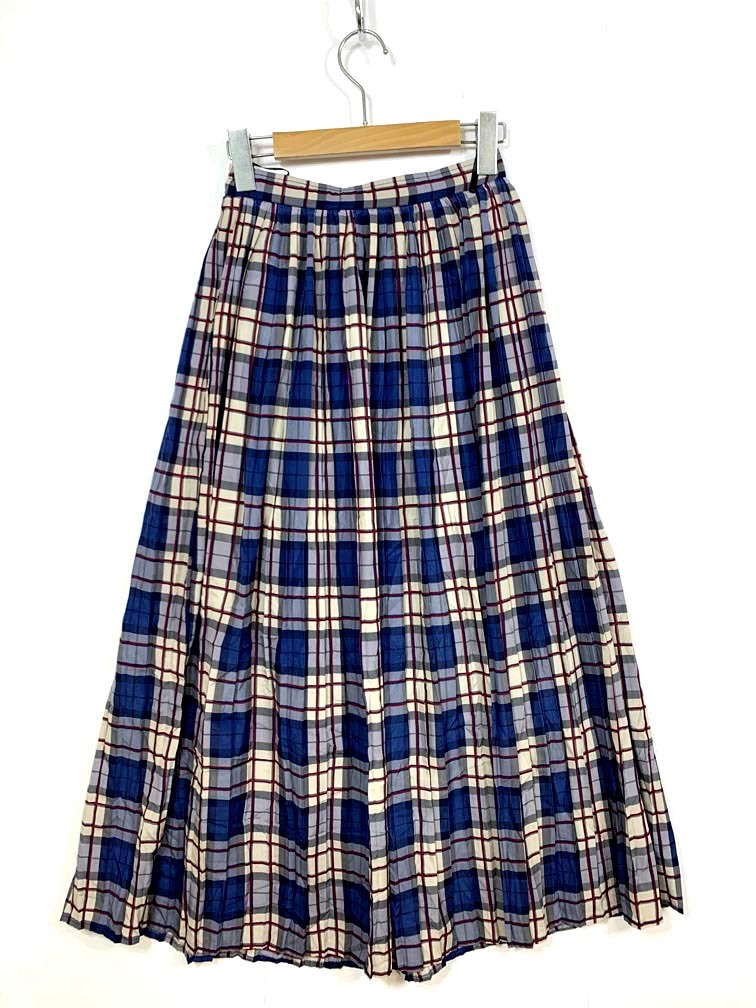 ゆうパケットOK PAGEBOY ページボーイ PB850161AL プリーツ チェック柄 ロング スカート sizeF/青系 ■■拍卖