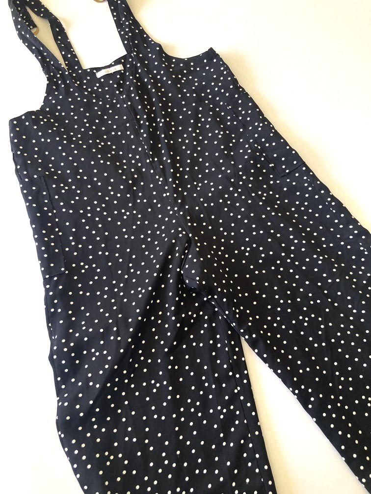 ゆうパケットOK jumelle ジュメロ 定価9350円 ドットオールインワン サロペット オーバーオール sizeF/黒 ■■拍卖