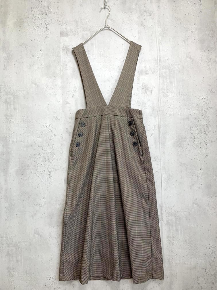 YECCA VECCA イェッカヴェッカ チェック ジャンパー スカート sizeS/ベージュ ■■拍卖