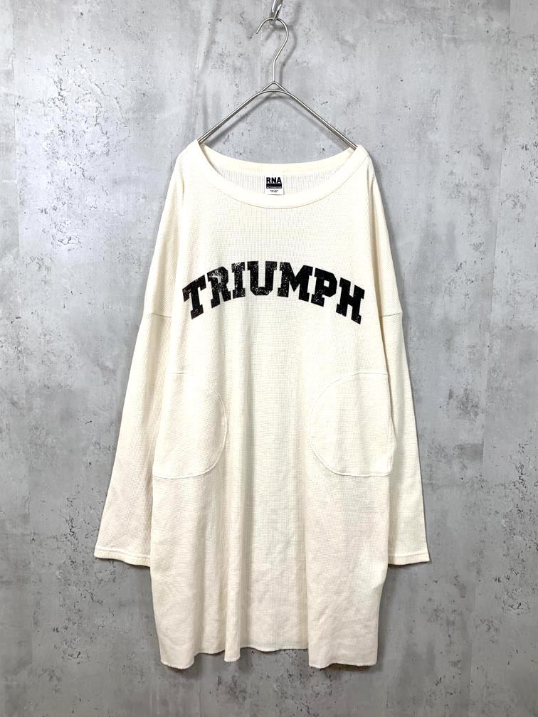 ゆうパケットOK RNA アールエヌエー M1712 定価8800円 フリルデコ ワッフル Tシャツ ワンピース sizeM/クリーム ■■拍卖