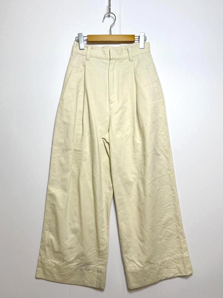 ゆうパケットOK TODAYFUL トゥデイフル 12420709 定価20350円 ワイド ツイル トラウザーズ パンツ size36/エクリュ ■■◎拍卖