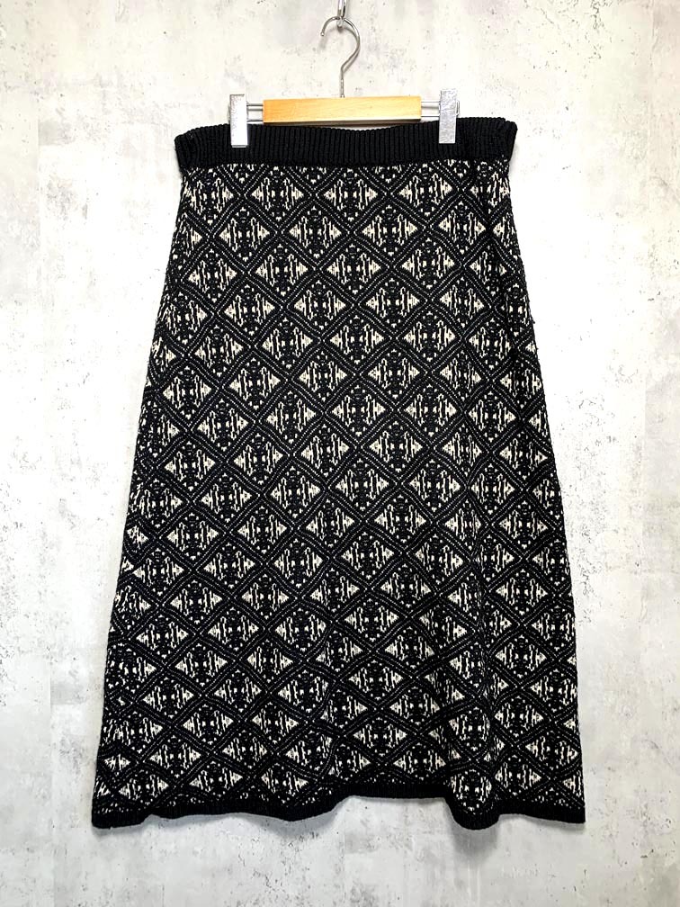 ゆうパケットOK haco! ハコ CS-499176-152 定価6490円 ジャカードニット スカート sizeLL/黒 ■■拍卖