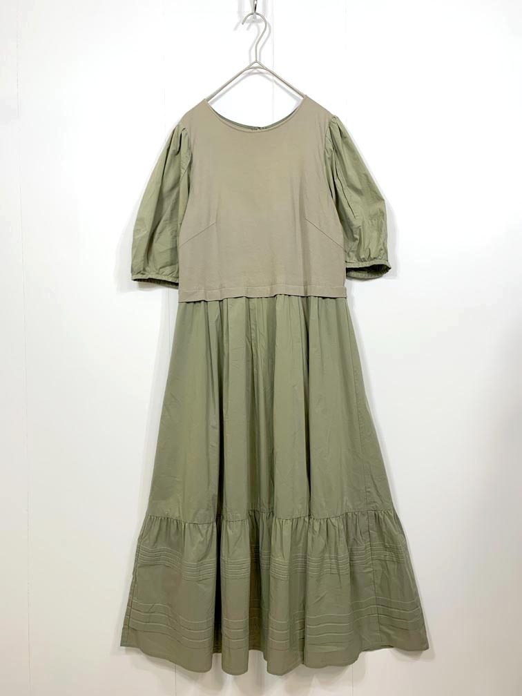 ゆうパケットOK JUSGLITTY ジャスグリッティー 定価20900円 デザインスリーブ カットドッキング ワンピース size1/カーキ ■◆拍卖