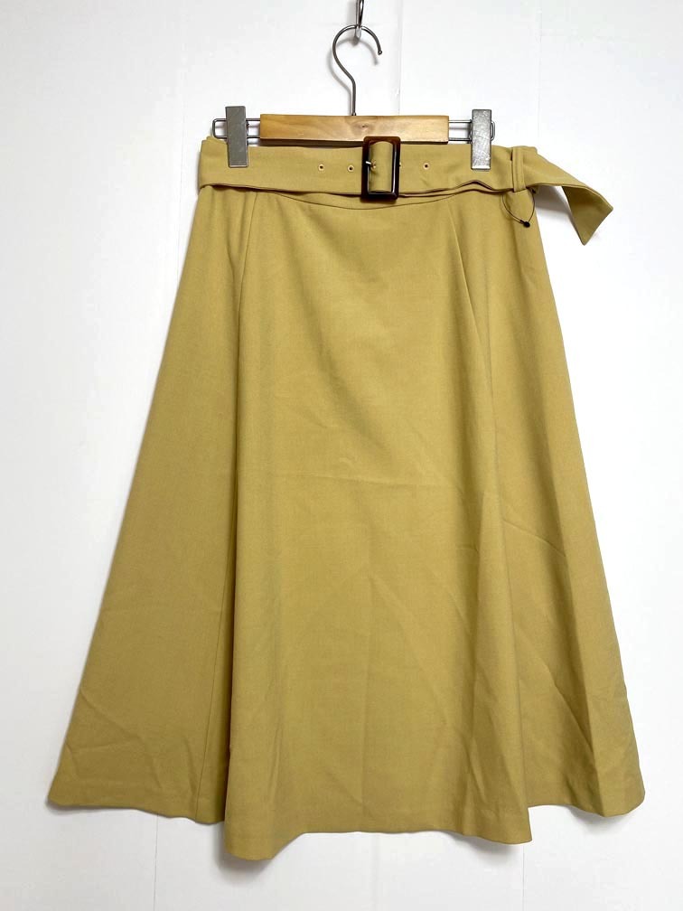 ゆうパケットOK 新品 Le souk ルスーク 82-11152307 定価14300円 ウエストベルト スカート size40/イエローベージュ ■■拍卖